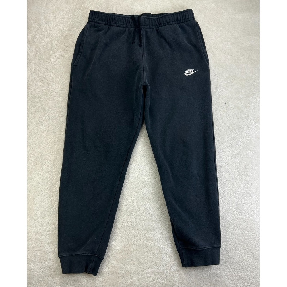 Nike Men's Black Fleece Joggers with White Logo